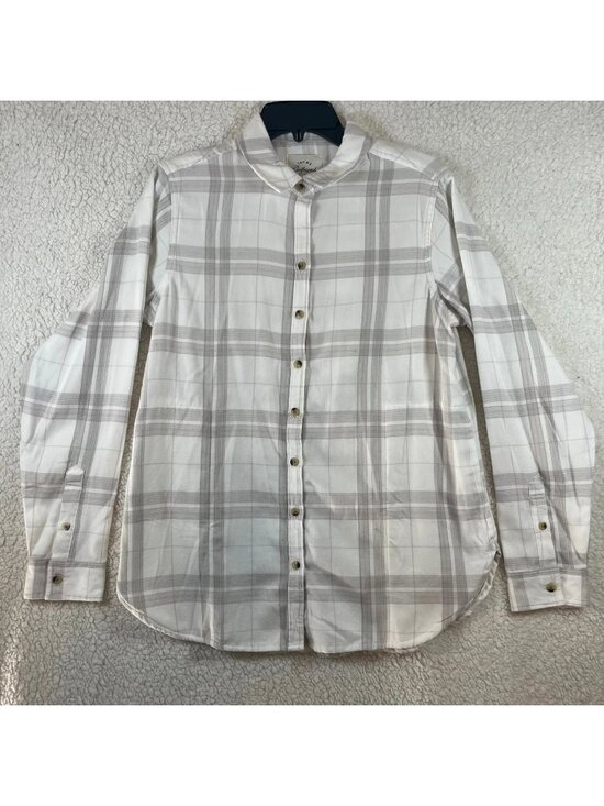 JACHS Girlfriend Tops - Jachs Girlfriend Plaid Button Front Shirt Women's Small Gray White